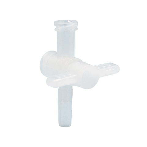 One-Way Stopcock Valve, Polypropylene (PP) Body, HDPE Plug, Female Luer to Male Luer